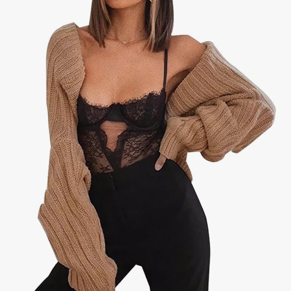 Women Y2K Rib Knit Shrug Crop Cardigan Bolero